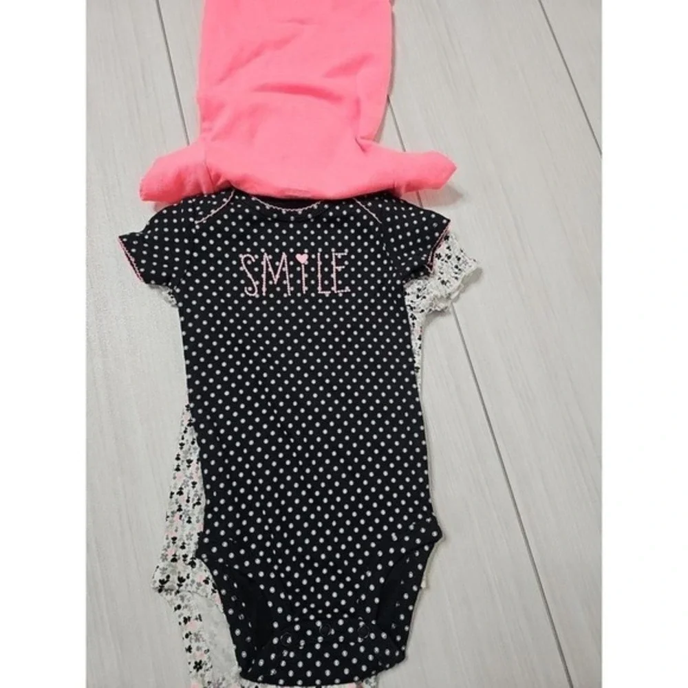 Child of Mine by Carters Baby Girl Bodysuits 3 Pack Pink‎ Polka Dot Floral NWT